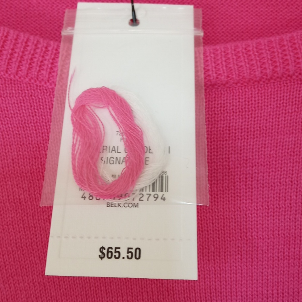 Crown & Ivy Short Sleeve Colorblock Knit Sweater XL Pink Navy NWT - Picture 2 of 11